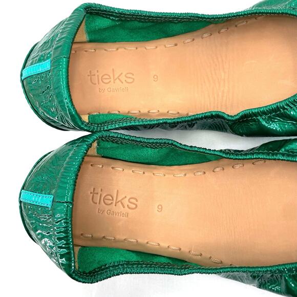 Tieks Emerald Green Patent Leather Ballet Flats Classic Holiday Shoes Size 9 - Picture 3 of 9